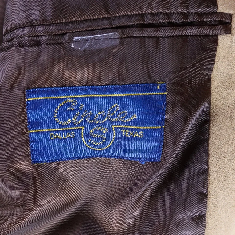 Circle S Dallas Texas Mens Tan Faux‎ Suede Western Blazer Sport Coat 40R